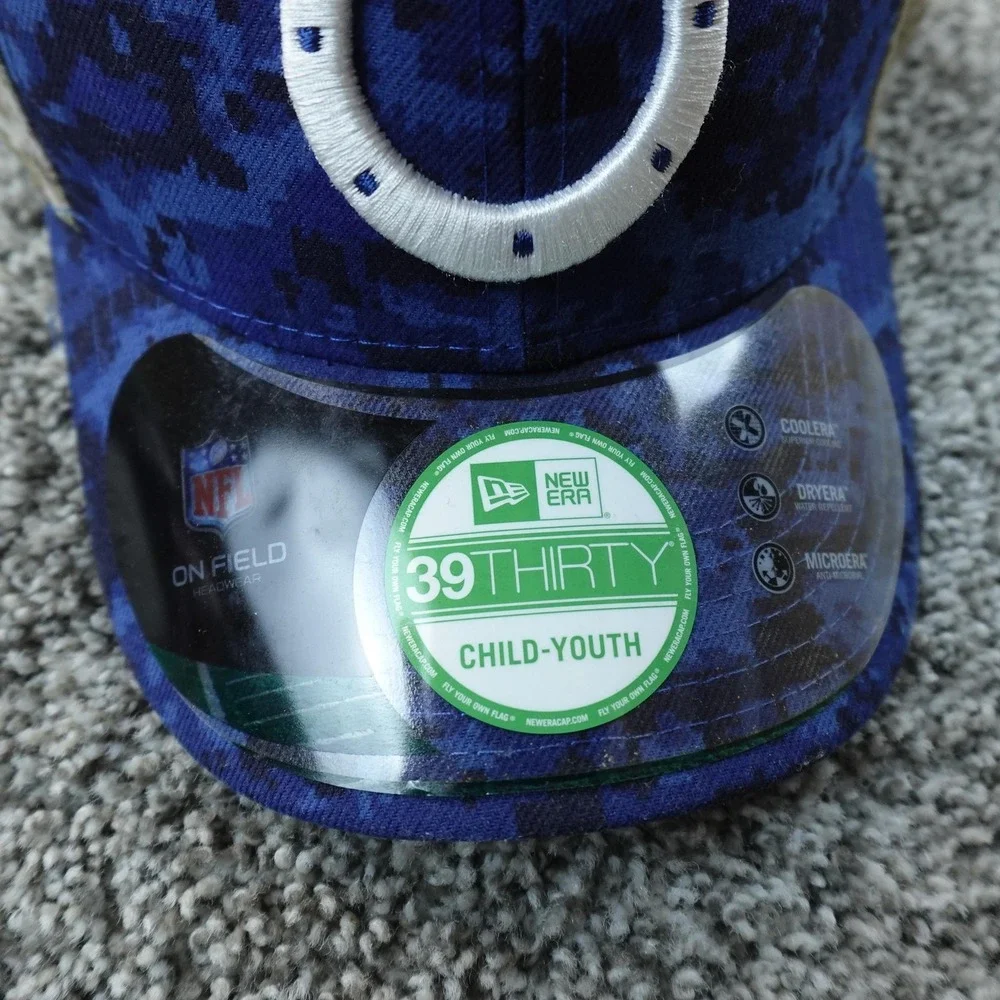 Indianapolis Colts Hat Cap Boys One Size Fitted Blue Camo NFL Football New Era